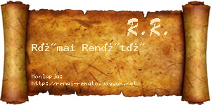 Rémai Renátó névjegykártya